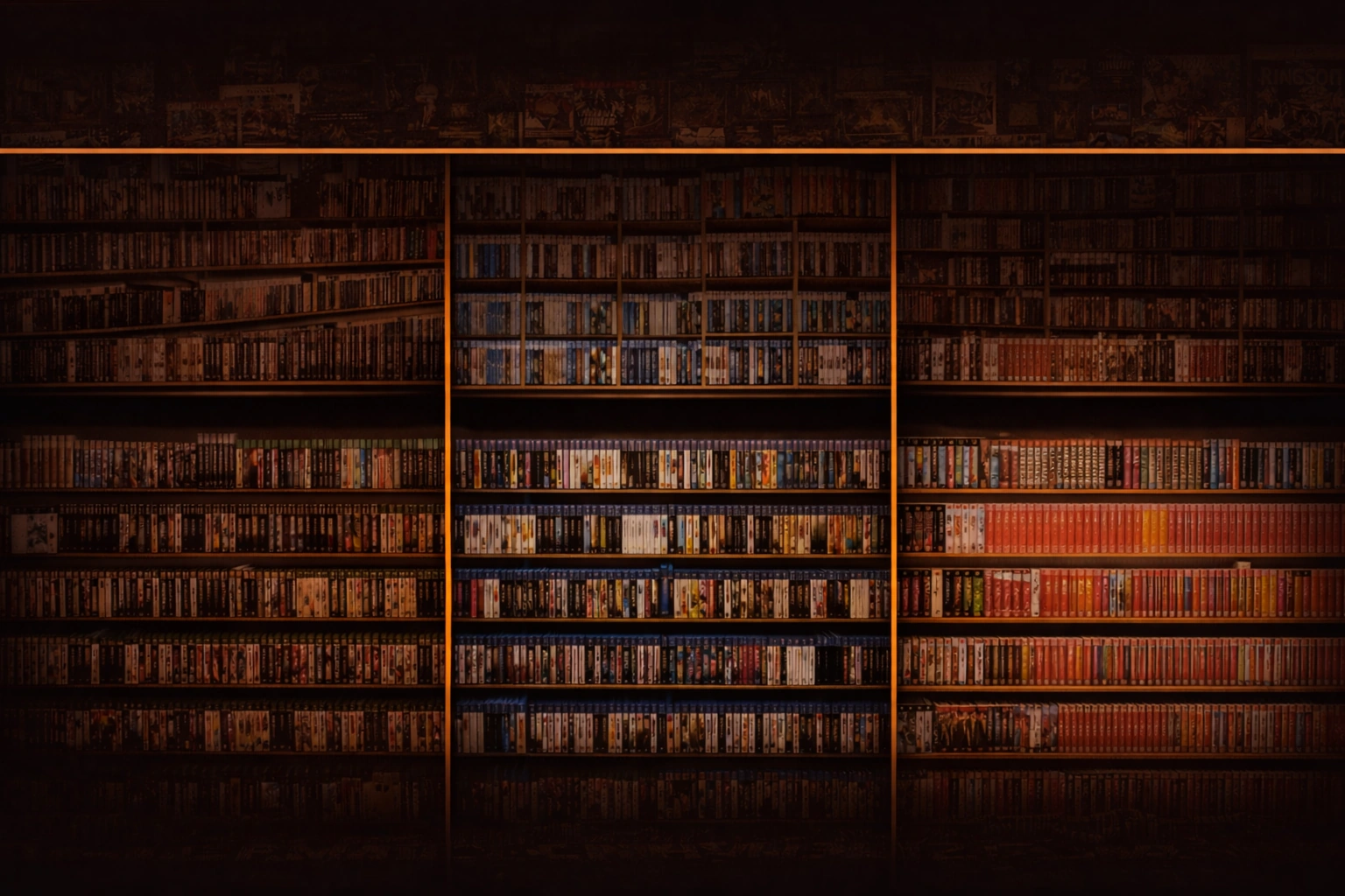 A shelf filled with physical console game discs